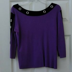 Purple JOSEPH A 3/4 Sleeve Grommet Top Size XL